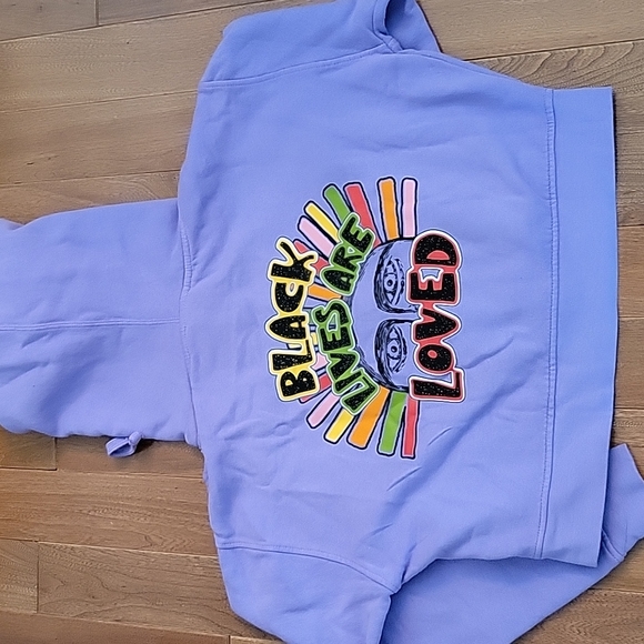 NWT Cross Colours Black Lives Are Loved Hooded Sweatshirt Purple small - Picture 5 of 10